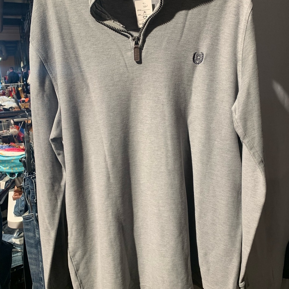 Chaps Men's Gray Quarter-Zip Sweater cotton